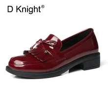 Женские лоферы размера плюс 33-43; женские повседневные туфли-оксфорды с милым бантом и кисточками; женские туфли-оксфорды из лакированной кожи в британском стиле