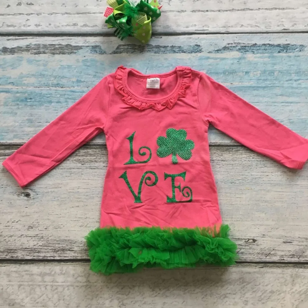 baby girls St Patrick dress kids love Shamrock dress with green lace ...