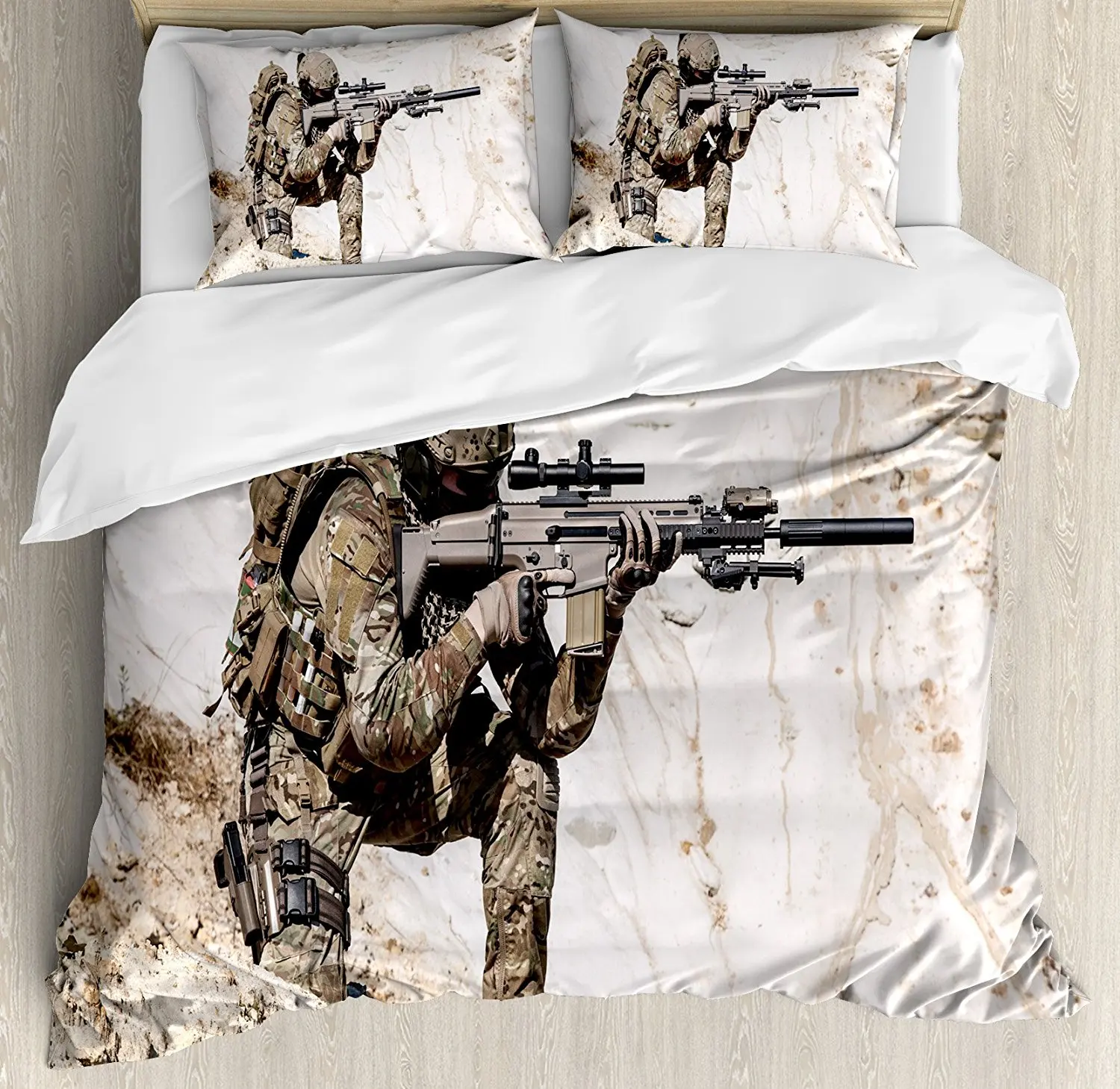 Us 102 97 20 Off Army Duvet Cover Set United States Ranger On The Mountain Targeting With Camouflage War Theme Picture 4 Piece Bedding In