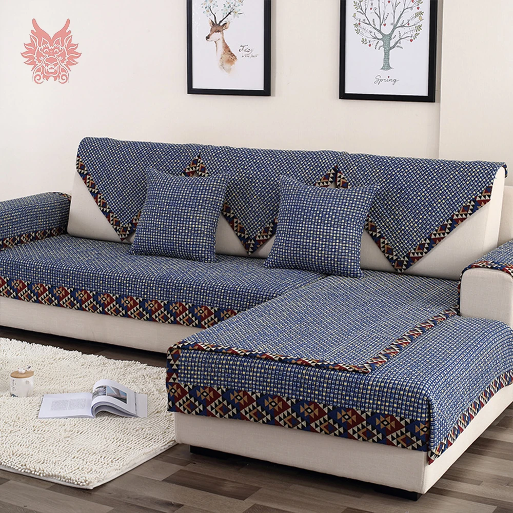 American style geometric jacquard wrapping sofa  cover  