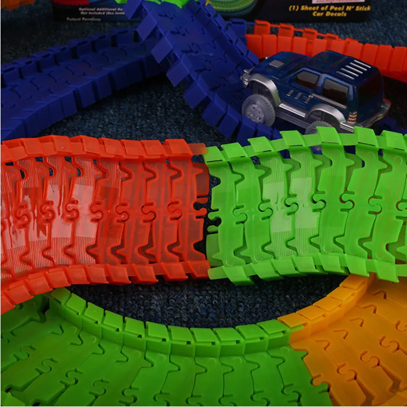 Dropshipping 220 pcs Glowing Race Track Bend Flex Flash in the Dark Assembly Car font b