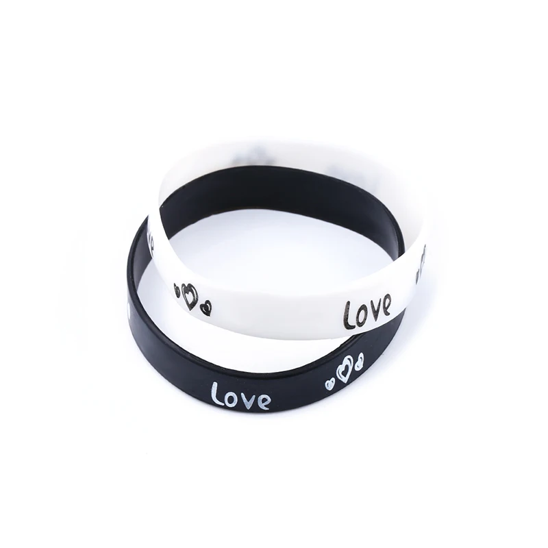 FLOLA Love & с принтом букв и сердца силиконовый браслет спортивные резиновые