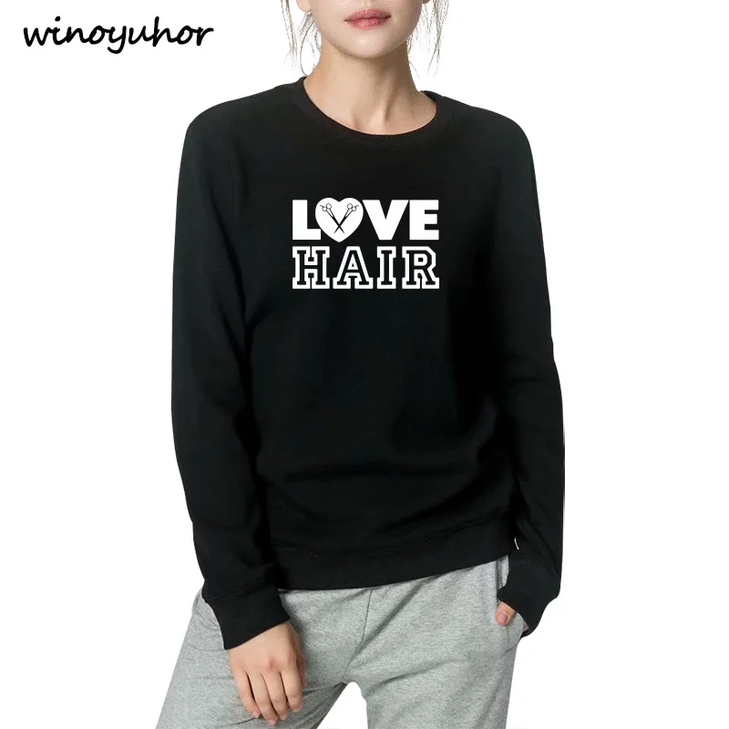 Женские топы с надписью Love Hairstylist подарочные толстовки длинным рукавом для