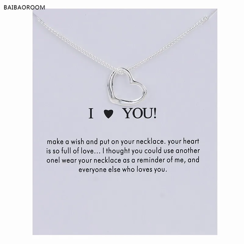 Hot Sale Sparkling Love Pendant necklace Silver plated Clavicle Chains Statement Necklace Women Jewelry(Has card)