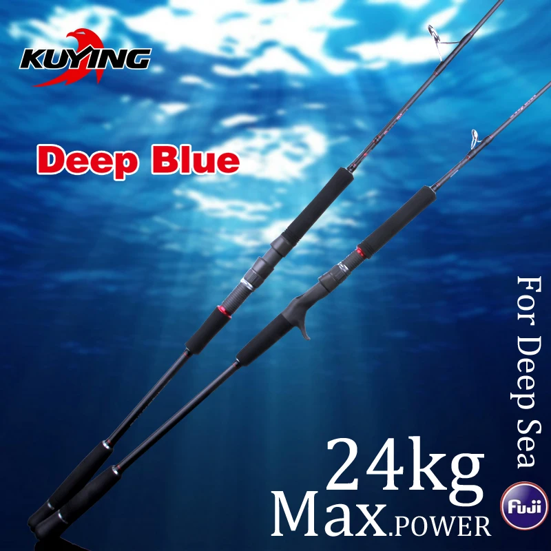 KUYING bleu profond 1 Section leurre canne de pêche 1.56m 1.68m coulée pièces de FUJI de filature canne en Fiber de carbone pour la mer profonde