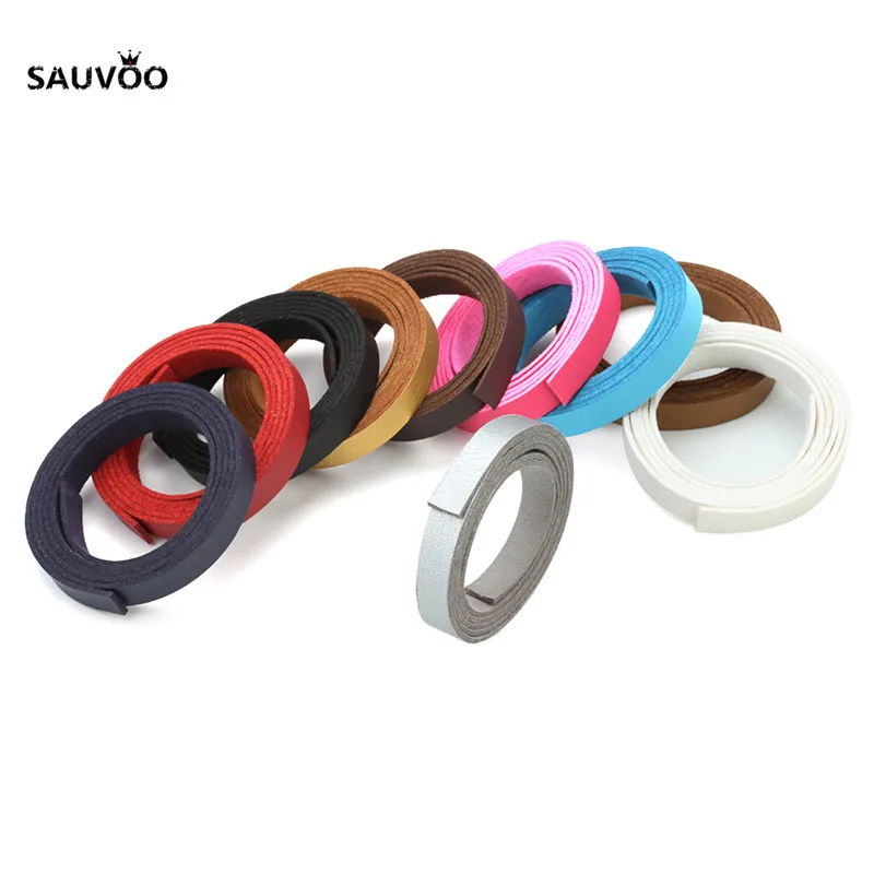 

2pcs/lot Multi Colors Wide Flat Faux PU Leather Cords Ropes Threads 10mm for DIY Bracelet Necklace Jewelry Making Findings F2020