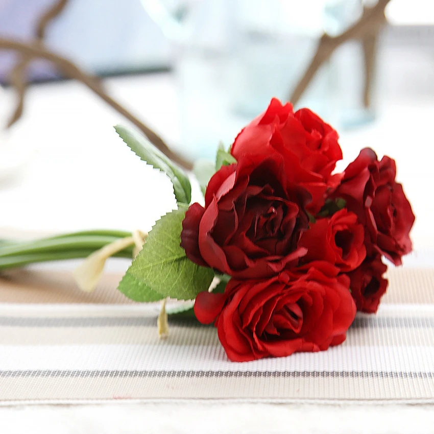 Zonaflor Silk Rose Bouquet European Style Artificial Flower High Quality Bouquet Fake Flowers Wedding Home Party Decoration