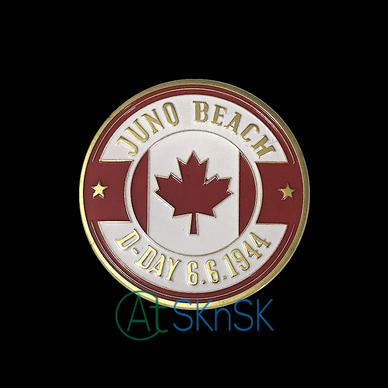 Классические Монеты WW2 D Day Juno Beach для коллекции Канадские с золотым покрытием