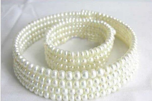 

Miss charm Jew.368 Pretty 4 Rows Genuine White Pearl Necklace Bracelet Set (A0423)