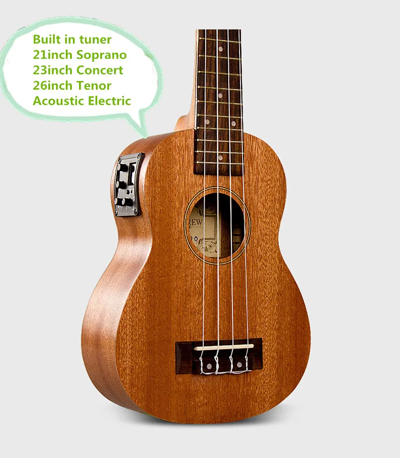 

Soprano Concert Tenor Acoustic Electric Ukulele 21 23 26 Inch Mahogany Small Guitar 4 String Ukelele Guitarra Built In Tuner Uke