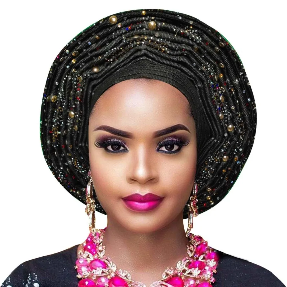 Aso oke gele african headtie nigerian headtie auto gele women headwrap lady wedding turban (1)