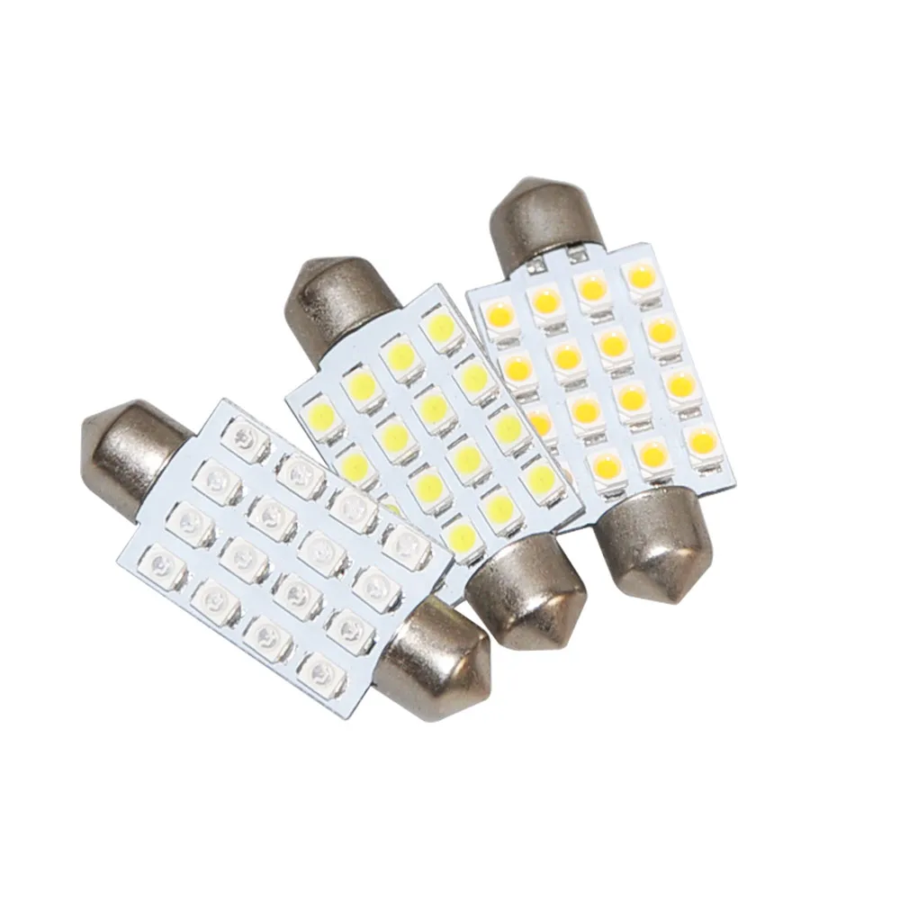 2 шт. 41 мм гирлянда 16SMD 3528 Светодиодный 1 0 Вт белый теплый синяя лампочка Интерьер