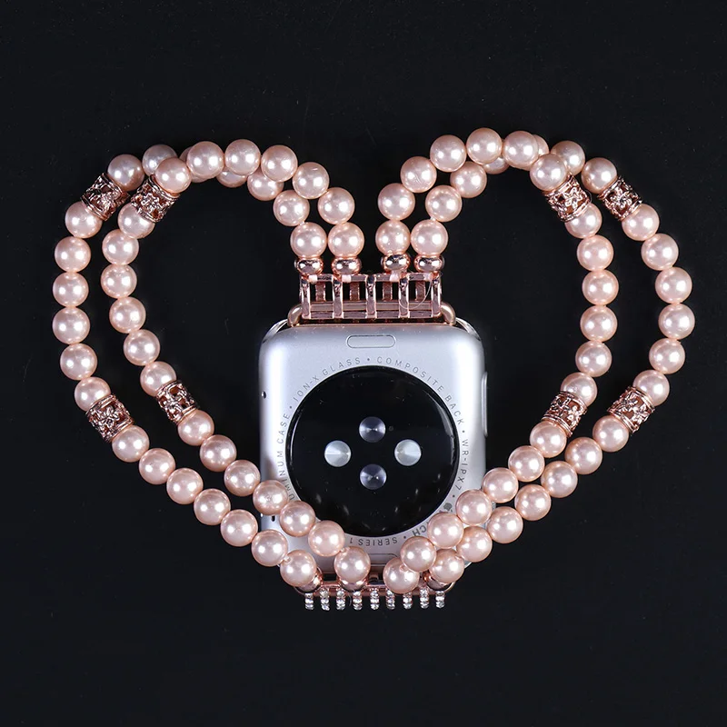 Fashion Handmade Elastic Stretch Faux Pearl Natural Stone Bracelet Replacement iWatch Strap Women Girls for Apple Watch band 38m цена Fashion Handmade Elastic Stretch Faux Pearl Natural Stone Bracelet Replacement iWatch Strap Women Girls for Apple Watch band 38m цены онлайн