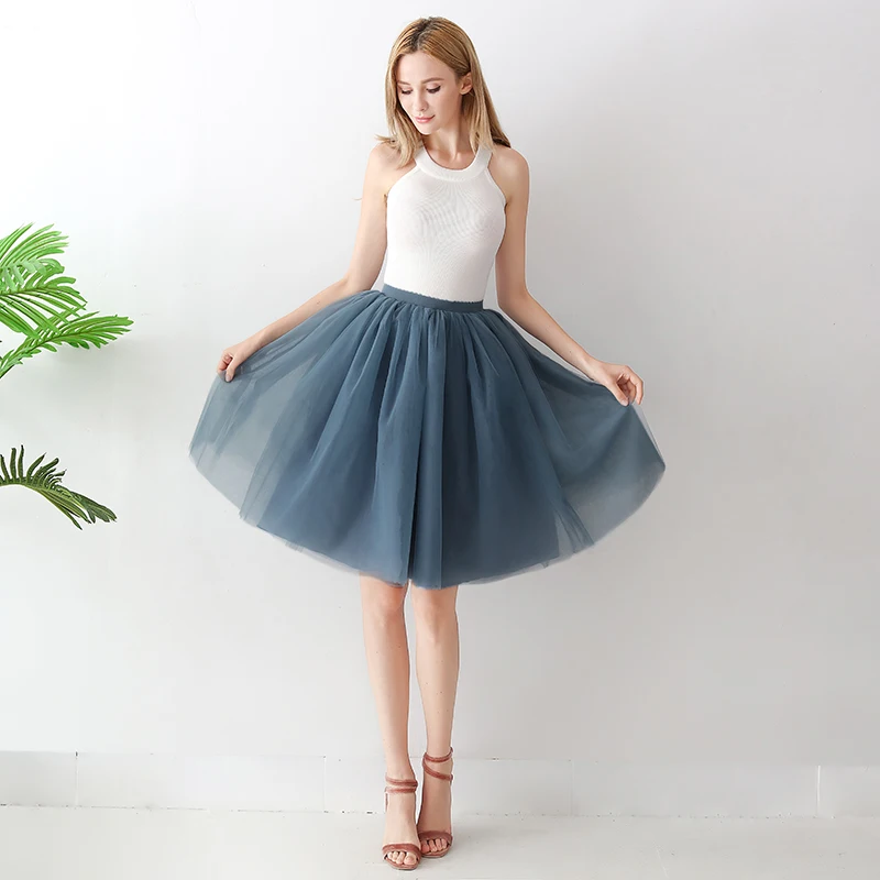 7 Layers Fashion Tulle Skirt Pleated Tutu Skirts Womens Lolita Petticoat Bridesmaids Vintage Midi Dance Skirt Jupe Saias faldas Skirts