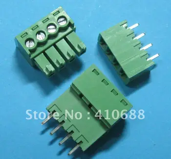 

4pin/way Pitch 3.81mm Screw Terminal Block Connector Green Color with straight pin 50 pcs