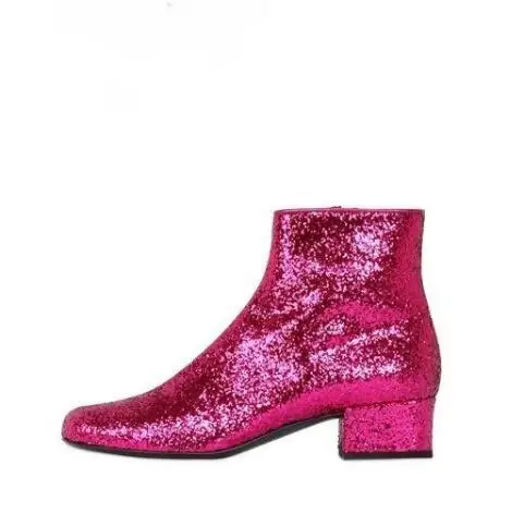 

Newest Shinny Bling Bling Glitter Knee High Boots Flat Thick Heel Round Toe Women Long boots Slip-on winter Rainboots