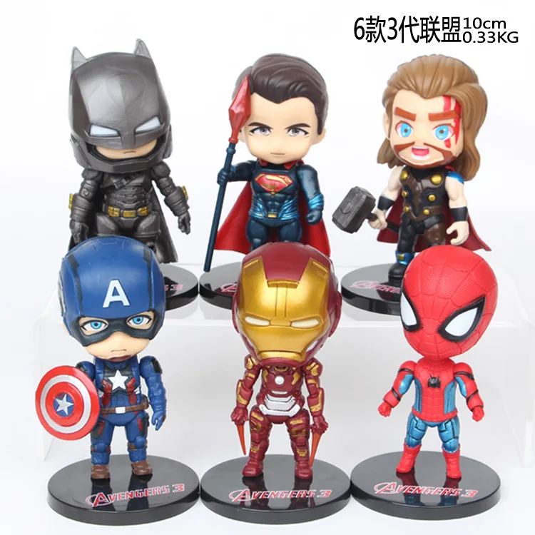 6 pcs avenger action figures for kids cute Iron man spider cake decorations movie and video cartoon baby toys | Игрушки и хобби