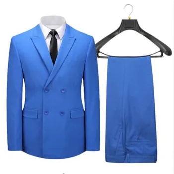 

Customize made Wholesale men suit Slim Fit Luxury formal bule business suit mens slim fit wedding suits Pant( jacket+Pants)