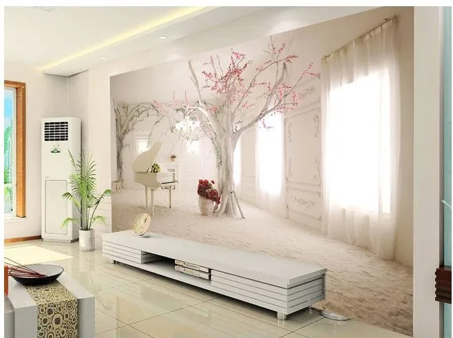 

Custom photo wallpaper large 3D Stereo romantic Piano Fantasy Tree TV backdrop mural wallpaper Home Decoration
