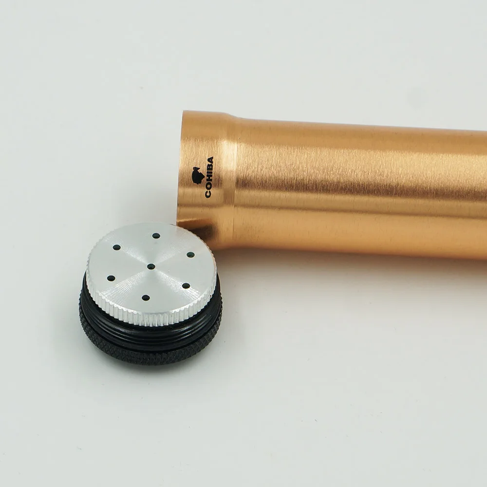 Portable COHIBA Stainless Steel Cigar Tube Humidor Holder With Humidifier Free Shipping Portable COHIBA Stainless Steel Cigar Tube Humidor Holder With Humidifier Free Shipping