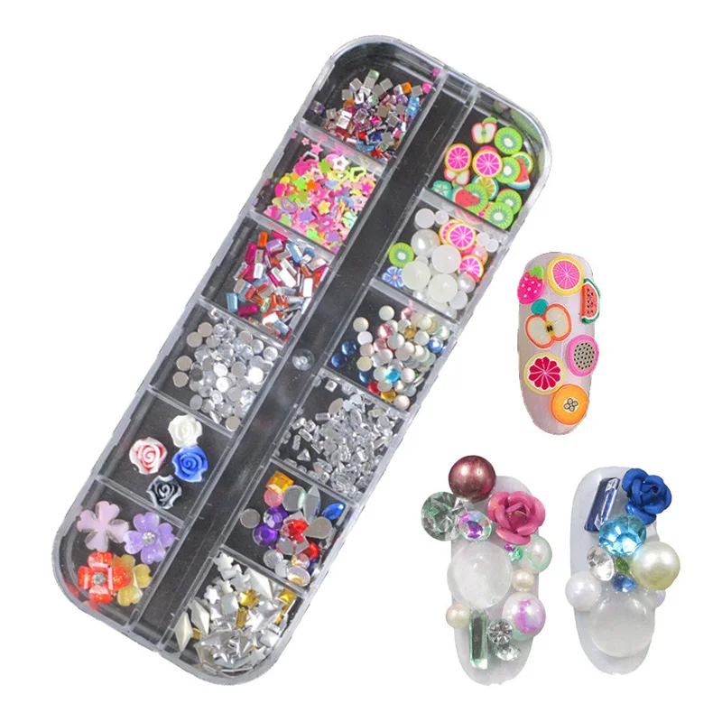Addfavor украшения для ногтей Амулеты Стразы ногти блестки, пластинки сушеные цветы 3D металлические цветочные наклейки для ногтей маникюра