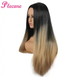 Pruiken 24 дюймов Ombre 3 цвета блондинка парик для черный для женщин длинные прямые Синтетический термостойкие волокно косплэй Искусственные