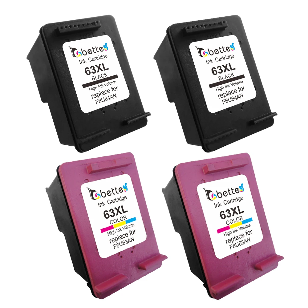 

4PK,Ink Cartridge for HP 63 63XL hp63 All-in-One ENVY 4516 4520 4522 4523 4524 OfficeJet 3830 3831 3832 3834 4650 4652 4654 4655