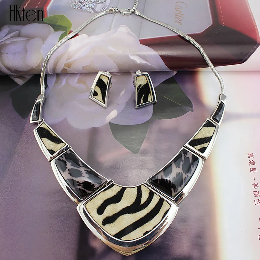 Ms20391 Модные леопардовые Цепочки и ожерелья комплект Винтаж комплект ювелирных изделий Античный Посеребренная Овальный Дизайн подарок партии Высокое качество