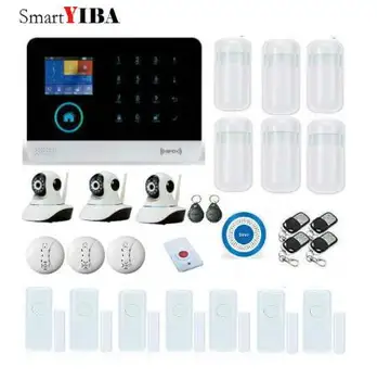 

SmartYIBA WIFI Home Security Alarm System GSM Alarmes IP Camera Smoke Fire Alarm Kits Door/Window Sensor Burglar Alarm
