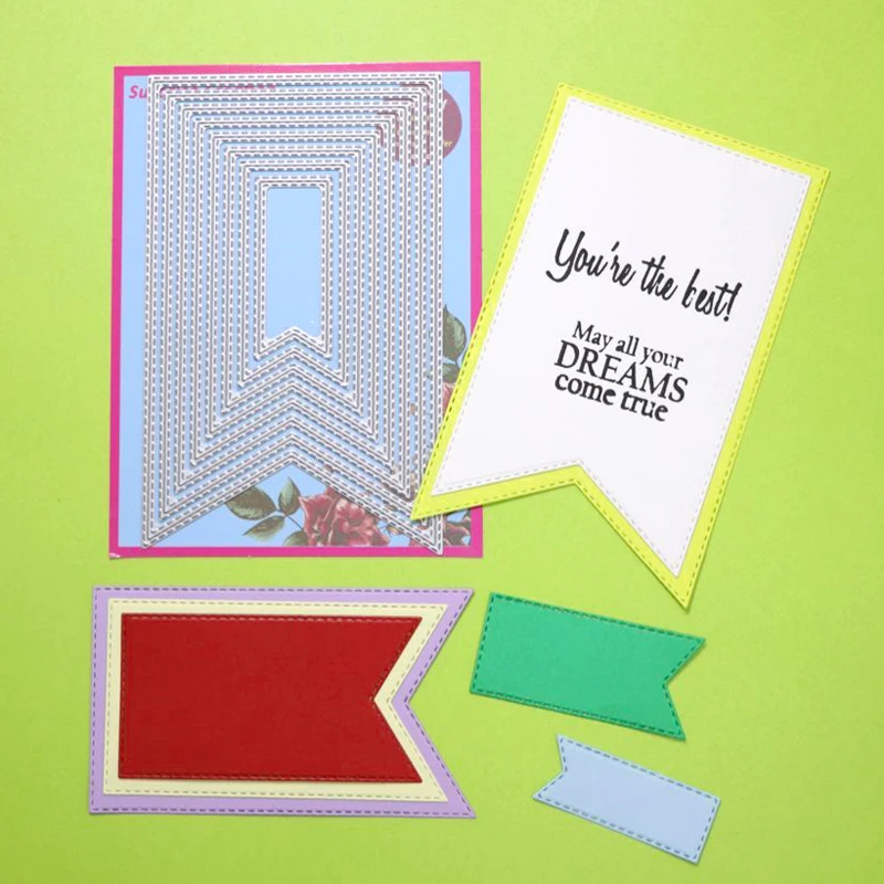 

Surprise Creation Cutting dies 8-Piece Stitched tags Scrapbook DIY Craft Metal Stencil