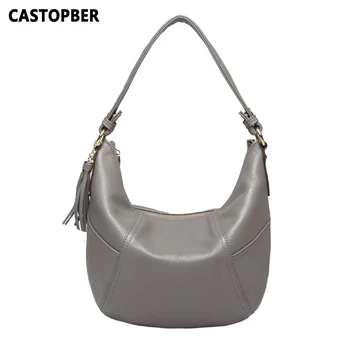 

Genuine Leather Hobo Bags Tassel Women Famous Designer Small Handbags Cowhide Leather Women's Shoulder Crossbody High Quality