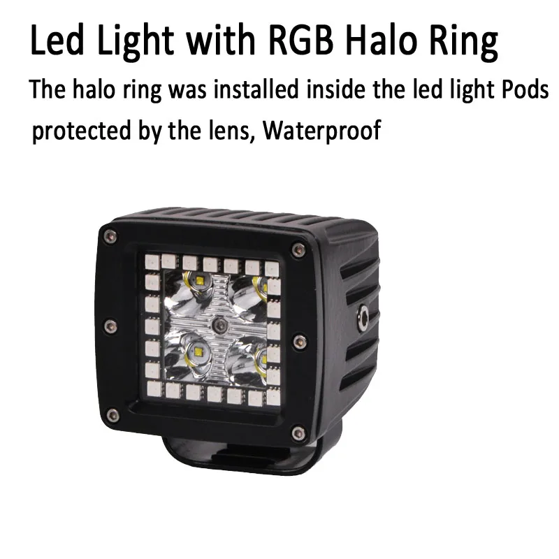 4 шт. 16 Вт Светодиодная панель для работы 3 дюйма кубические стручки с rgb кольцом