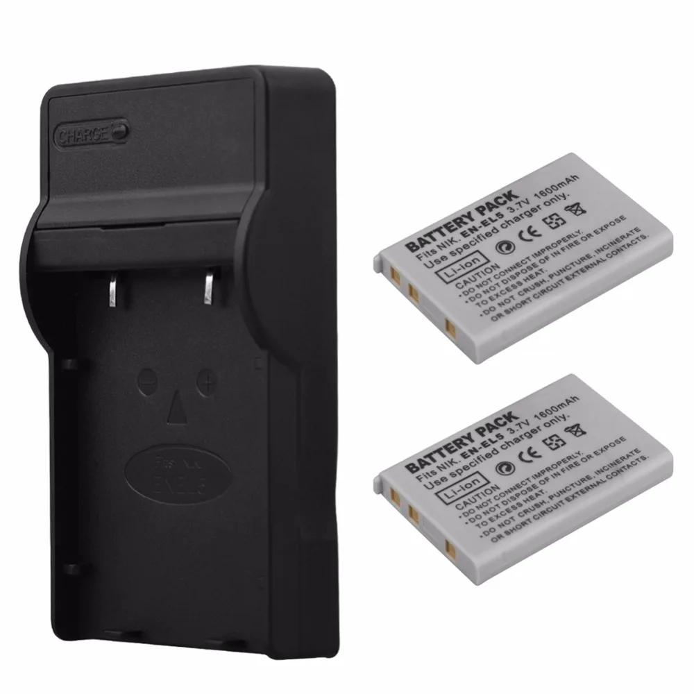 2X1600mAh ENEL5 аккумуляторная батарея с USB зарядным устройством для Nikon Coolpix P4 P80 P90 P100 P500