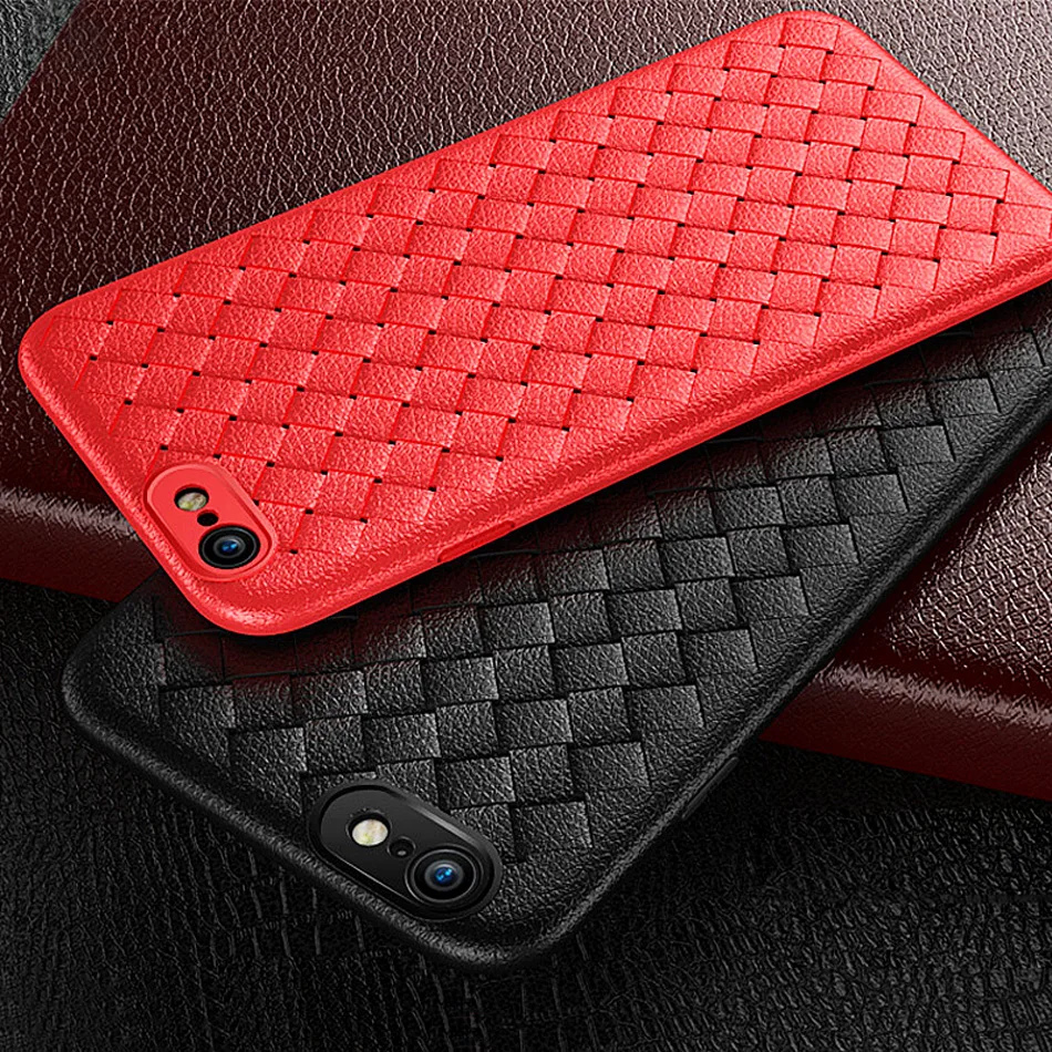 

KOLPLER Super Soft Phone Case For iPhone 6 Case Luxury Grid Weaving Cases For iPhone 6s Plus Cover Silicone Accessories Black