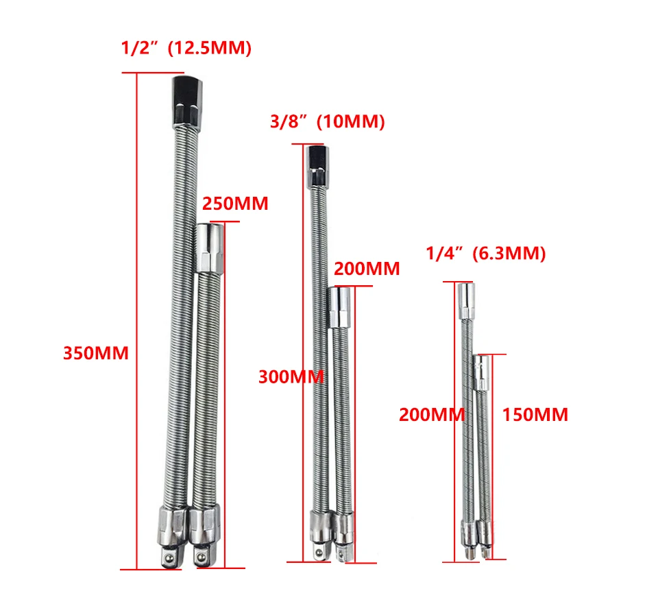 1 шт. Cr-V гибкий вал трещотка гаечный ключ удлинитель сверла 1/" 3/8" 1/" 150-350 мм квадратная головка аксессуары для электроинструмента