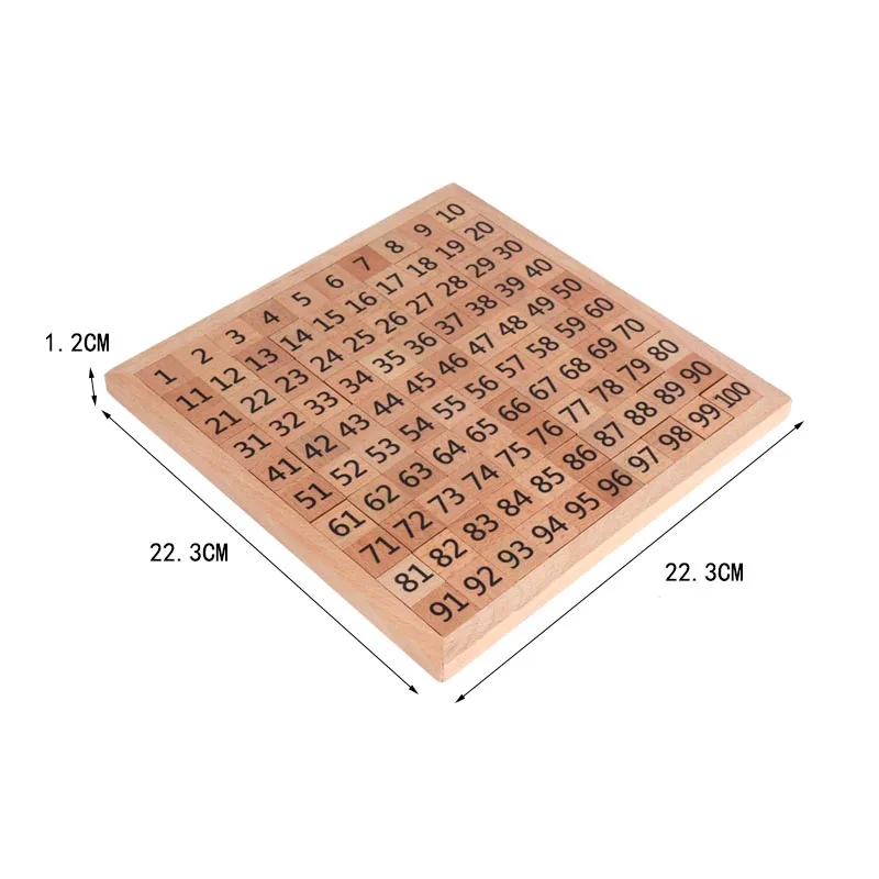Детские развивающие деревянные игрушки Монтессори 1-100 цифра Когнитивная математическая игрушка 99 Таблица размножения 10*10 фигурные блоки подарки - Цвет: 1-100 lianxuban