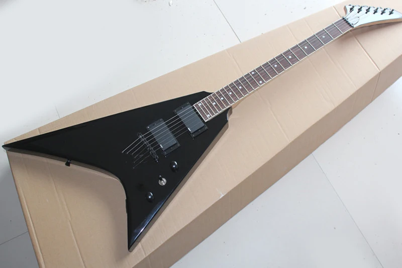 

Black Electric Guitar with EMG Pickups,Rosewood Fingerboard with Dots Inlay,Strings-thru-body,offering customized services
