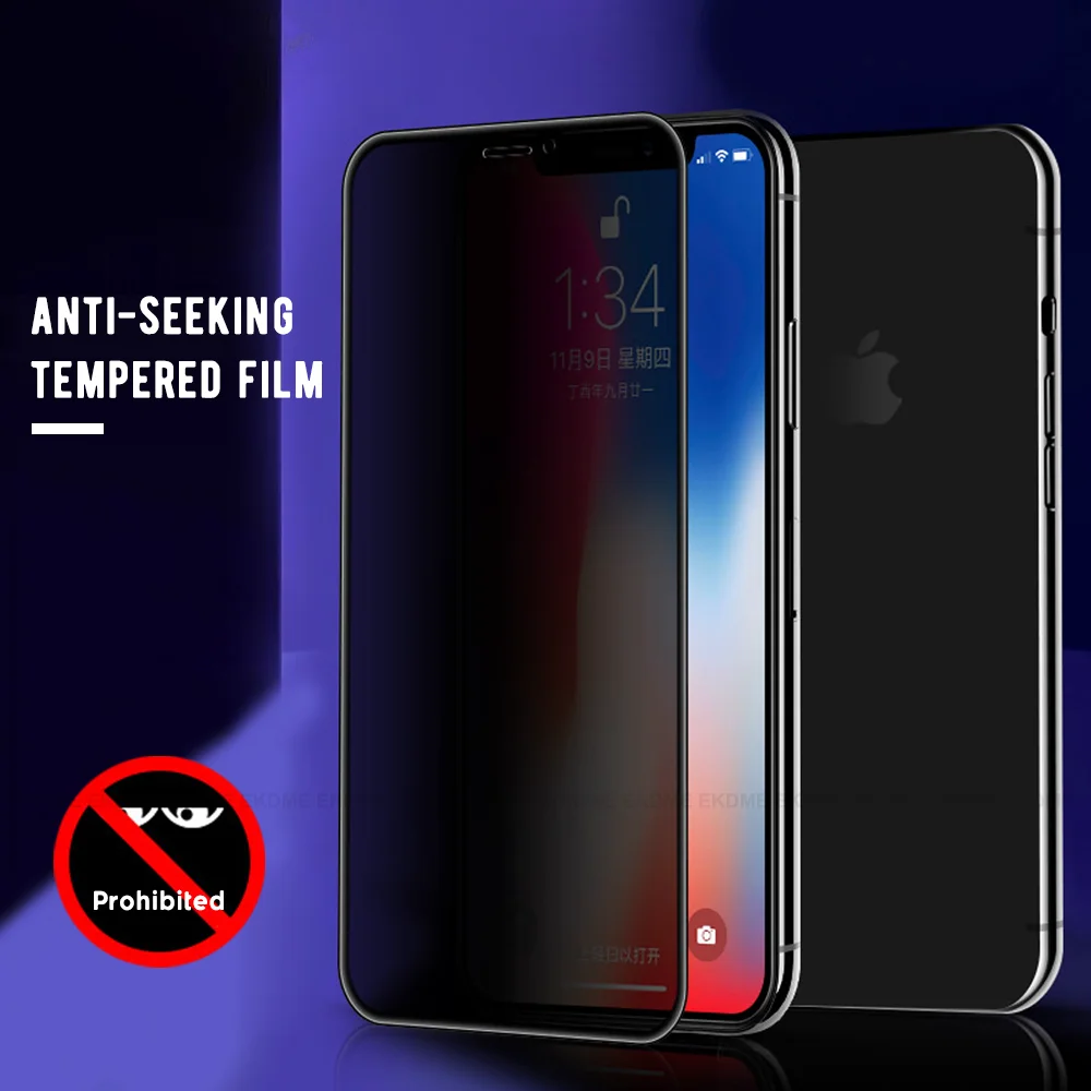 Антишпионское закаленное стекло с полным покрытием для iPhone X XR XS Max 9H Антибликовая