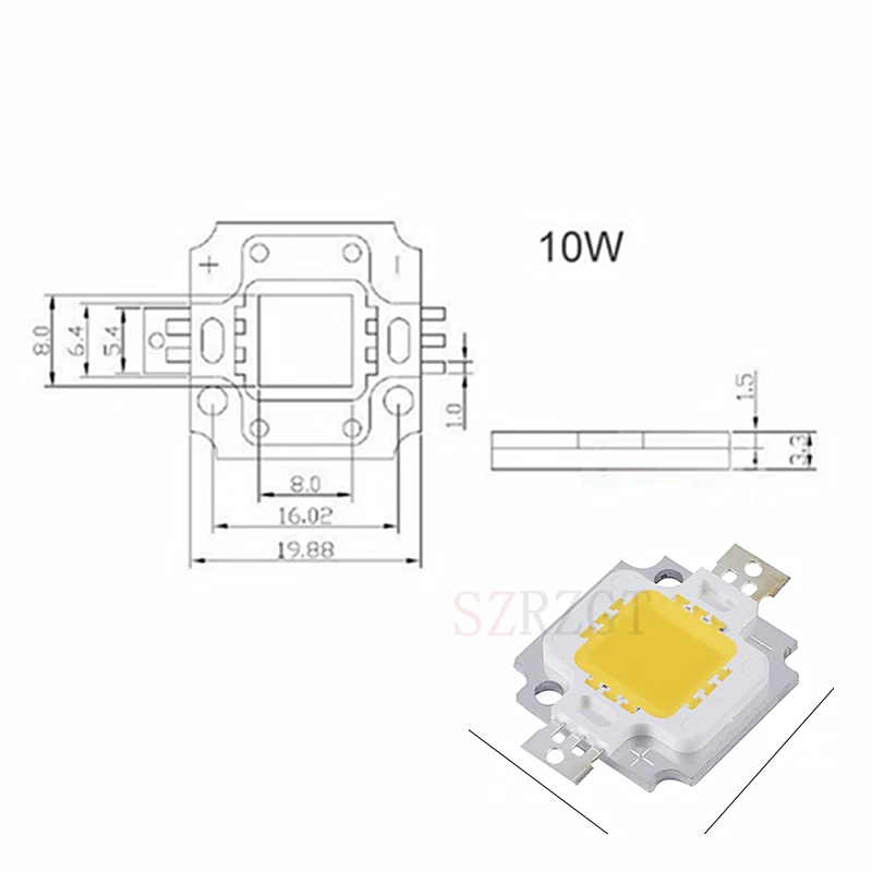 Высокомощный светодиодный чип 10 Вт SMD COB свет шарик теплый холодный белый красный