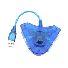 Синий контроллер, адаптер, конвертер для sony PS2 PS1 PS2 постоянного тока до PC USB 2,0 проводной контроллер