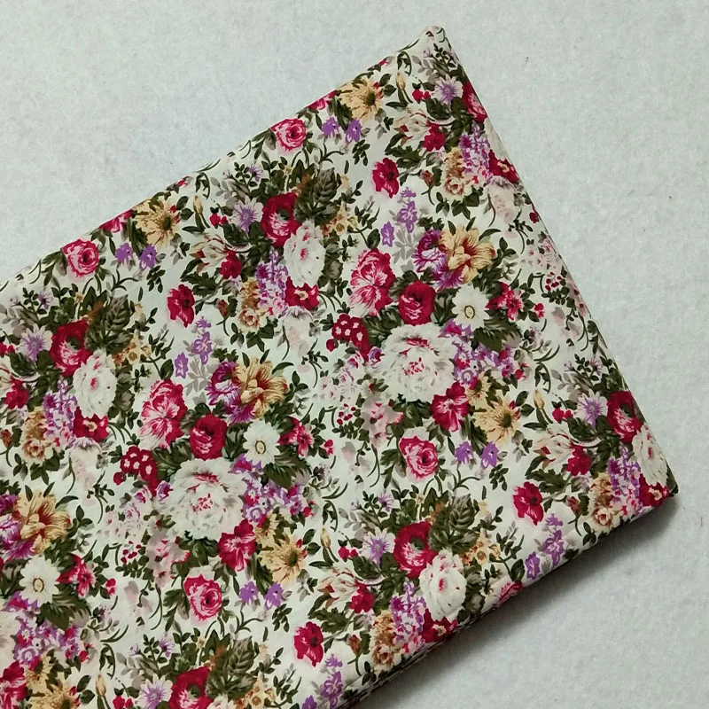 

Graceful Summer Blooling Flower Printed Cotton Poplin Fabric Floral Poplin Fabric 50x145cm Baby Cloth Dress Patchwork Textile
