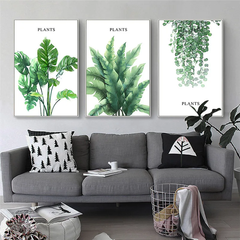 

Turtle Leaf Nordic Poster Green Plants Wall Art Canvas Painting Picture Posters Wall Pictures For Living Room Decor Unframed