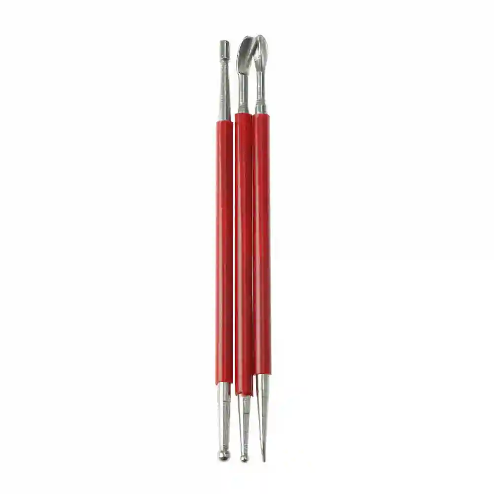 Buy 3pcs/set Red Stainless Steel DIY Clay Sculpting