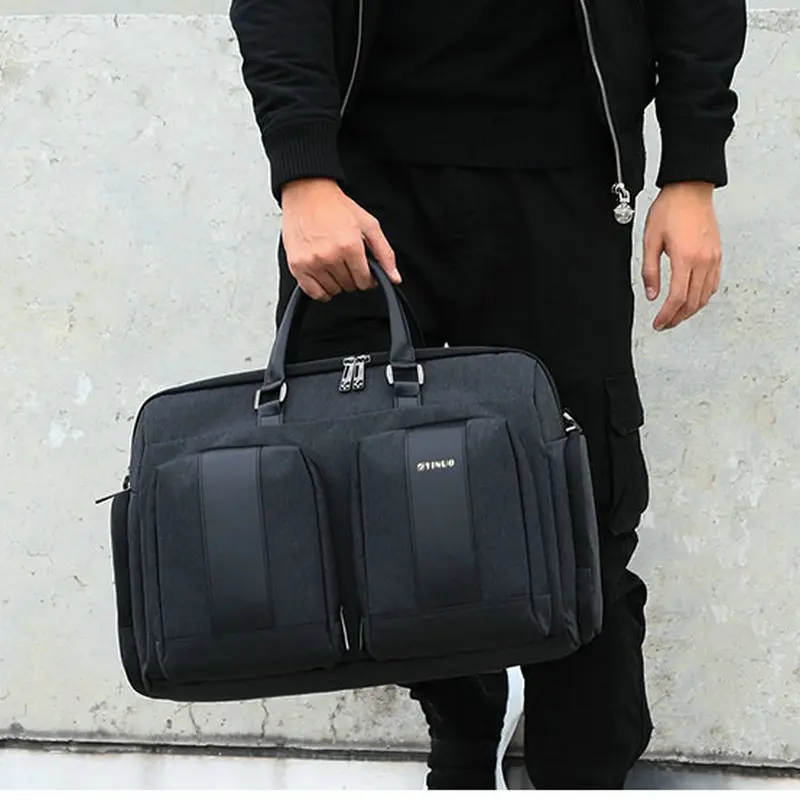 YINUO, деловой мужской портфель, многофункциональный, 15 дюймов, сумка для ноутбука, водонепроницаемая, повседневная, мужская сумка на плечо, съемная сумка