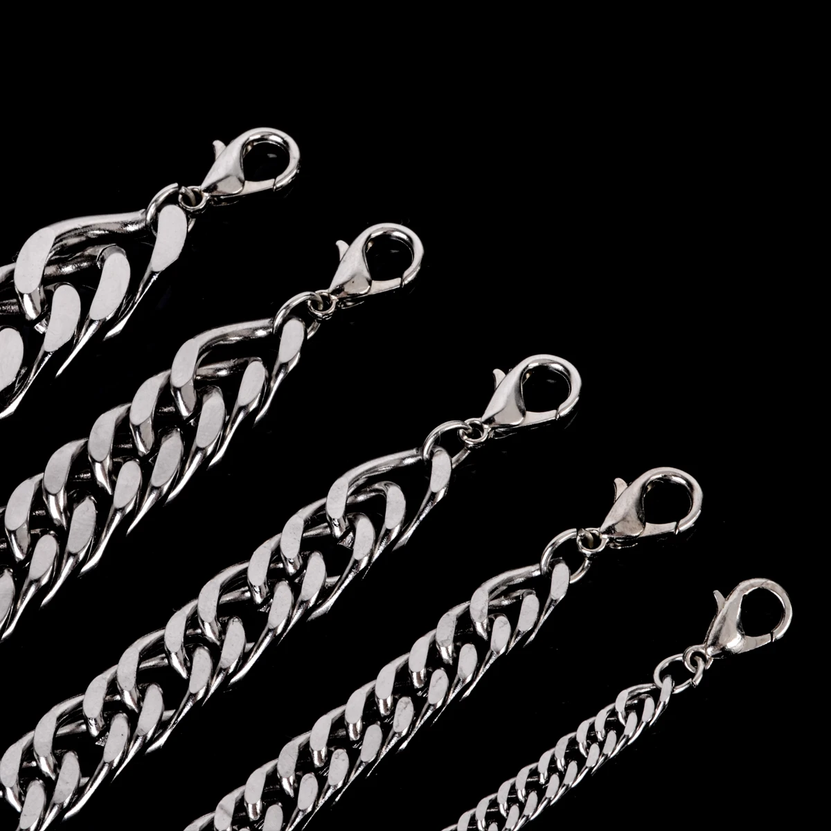 3mm/4mm/6mm/8mm/10mm/12mm Width Stainless Steel Chain Bracelet For Men Silver Color Bracelets & Bangles Vintage Hip Hop Jewelry