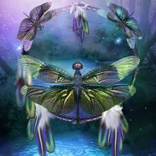 Пользовательские diy алмаз живопись пейзаж дух Dragonfly полный квадратный/бриллиант живопись пейзаж деревня Фея фламинго