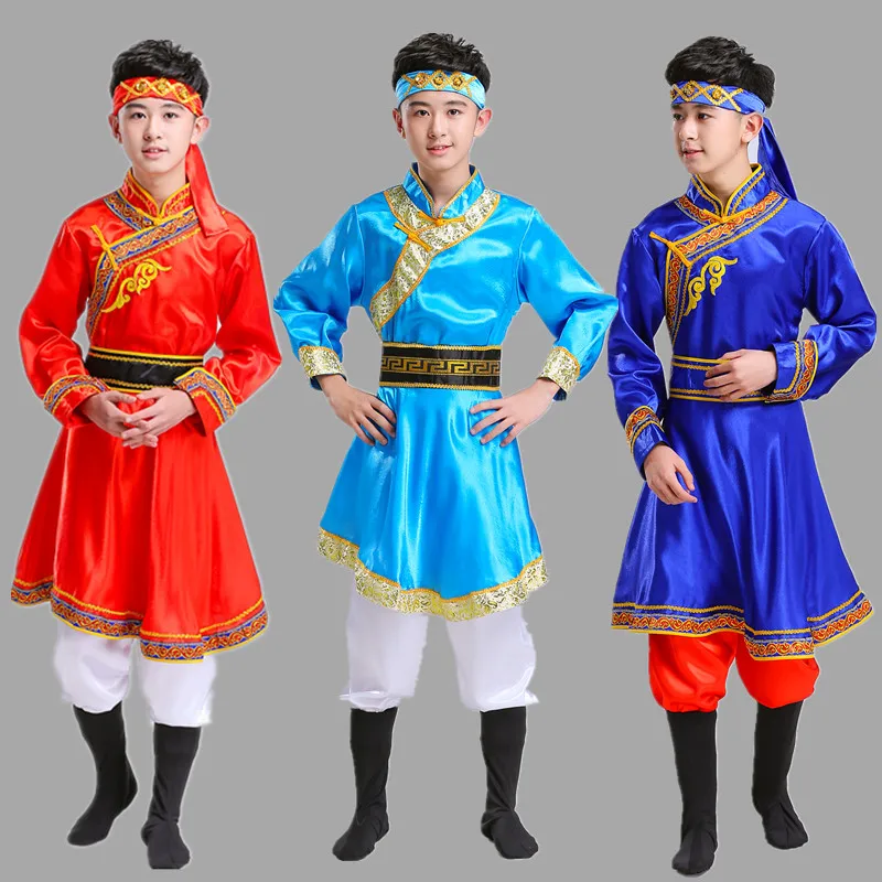 

New National Costume Mongolian Clothes Grassland Clothing Mongolian Clothing Boy Boy Robes Children's Costumes