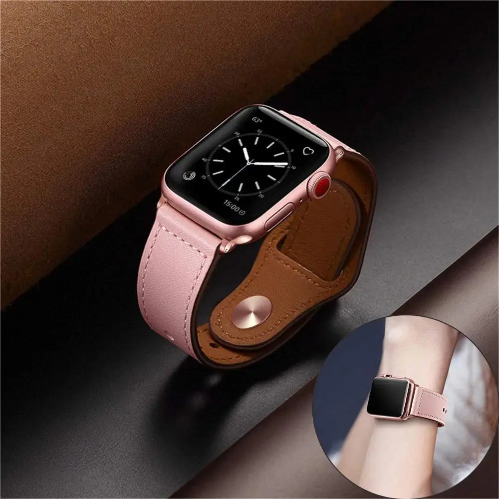 

leather Strap for pulseira apple watch band 42mm 38mm 40mm 44mm sports high-quality correa for apple iWatch bracelet 4 3/2 belt