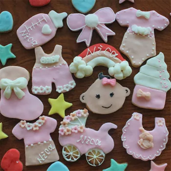 

10 pcs/set Newborn Baby DIY Cookie Cutter Biscuit Cookie Moulds Stainless Steel Newborn Baby Theme Baking Tools Fondant Molds