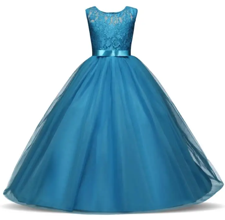 

Spring Summer New Sleeveless Children's Dress For Girls Lace Dress Kids Embroidered Princess Dress